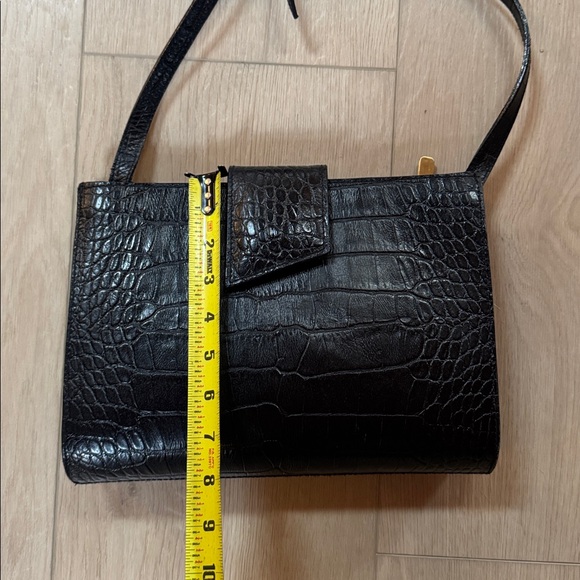 Vintage Liz Claiborne Black Crocodile-Embossed Purse - Picture 5 of 6